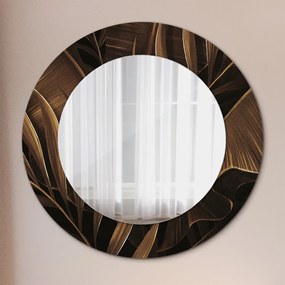 Okrúhle ozdobné zrkadlo na stenu Hnedé banánové listy fi 50 cm