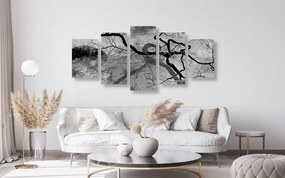5-dielny obraz surrealistické stromy v čiernobielom prevedení - 200x100