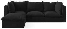 Čierna rohová pohovka (ľavý roh/s leňoškou) Manao – Makamii