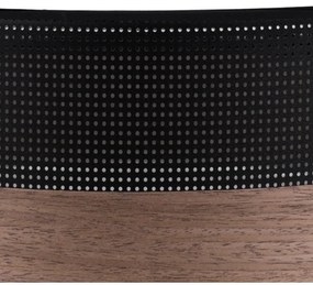 Stropné svietidlo Wood, 1x hnedá orechová dýha/čierne PVC tienidlo, (biele plexisklo), (fi 40cm)