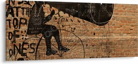 Obraz - Muž na bicykli v Banksyho štýle (120x50 cm)