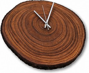 Drevené hodiny z prírodného plátu s kôrou | KORA: Amber - 3072 26-29 cm 4806-115490 KOR002-29-AMBER