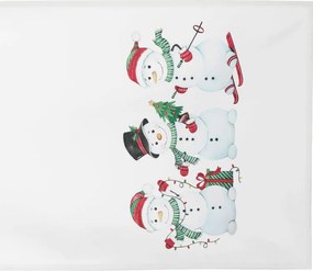 Vianočný behúň na stôl Snehuliaci 150x40 cm, biely