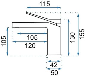 Rea Duet, umývadlová batéria h-130, čierna matná, REA-B4412