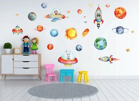 Krásna detská farebná nálepka na stenu s motívom kozmu