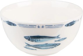 Porcelánová miska na polievku s rybkami Fish Blue - Ø 14*7 cm / 500 ml