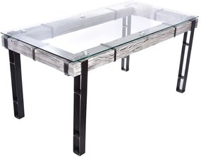 CHYRKA® Jedálenský stôl LEMBERG LL Loft Vintage Bar Industrial Design Ručne vyrábané drevo kovové sklo