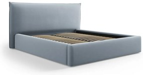 Svetlomodrá čalúnená dvojlôžková posteľ s úložným priestorom a roštom 180x200 cm Elio – Milo Casa