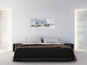 Obraz - Vlci v horách (120x50 cm)