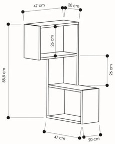 Rohová nástenná polica PART 85,5x47 cm biela
