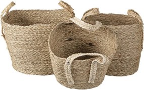 3 ks pletených košov Marcia s uchy- Ø27*21/30 / Ø23*19/27 / Ø20*17*25 cm