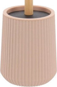 Sada kúpeľňových doplnkov Roza, ružová/s drevenými prvkami