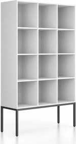 Regál FRAME, s čiernou podnožou, 1299 x 450 x 2185 mm, biela