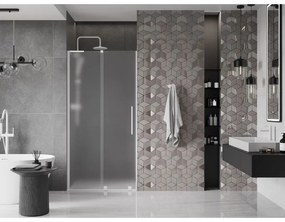 Mexen Velar L, posuvné sprchové dvere do otvoru 90 cm, 8mm sklo námraza, biela matná, 871-090-003-31-20