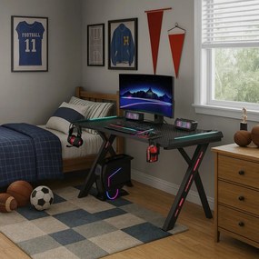 Herný stôl s podsvietením BG03 čierny 140 cm