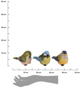 Záhradná figúrka z polistone Birds, sada 3ks, 9 cm, viacfarebná