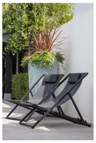 Čierne kovové skladacie záhradné ležadlo Esper - Exotan