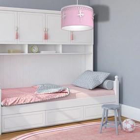 Detské závesné svietidlo Baletnica pink, 1x ružové textilné tienidlo, w