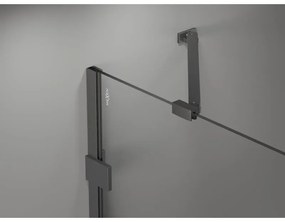 Mexen Lunar, päťuholníkový sprchový kút s ľavým sklonom 80 x 90 cm, 8mm číre sklo, grafitový profil, 831-080L-090P-95-00-L