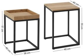Sada 2× odkladacích stolíkov ELDUR hnedá/čierna