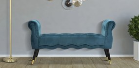 Lavica Paris 120 cm zamat tyrkysová/zlatá