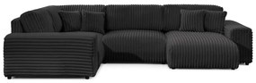 Tmavosivá menčestrová rohová pohovka (ľavý roh/do tvaru "U") Justin – Ropez
