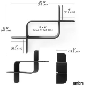 Čierna poschodová polica z kaučukového dreva 62 cm Montage – Umbra