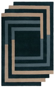 Flair Rugs, Ručne všívaný kusový koberec Abstract Labyrinth Shaped Green/Blue, 150x240, modrá, chodba / predsieň
