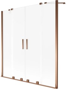 Mexen Velar Duo, 2-krídlová vaňová zástena s posuvnými dverami 160 x 150 cm, námraza, ružové zlato profil, 896-160-000-32-60
