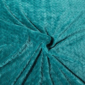 Tyrkysová hrejivá deka s geometrickým motívom Šírka: 200 cm | Dĺžka: 220 cm