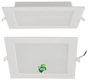 BERGE Štvorcový LED pabel zapustený - biely - 18W - PC - neutrálna biela