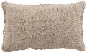 Béžový bavlnený vankúš s čipkou Lace taupe - 50*10*30cm