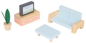 Rozkladací drevený dom pre bábiky s nábytkom