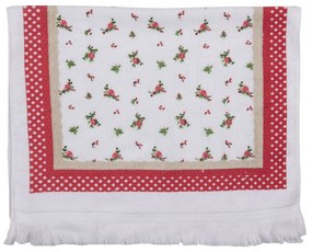 Kuchynský froté uterák s kvetmi a červeným okrajom - 40*66 cm