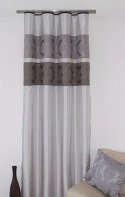 Strieborný záves k prehozu so sivým vzorom Šírka: 140 cm | Dĺžka: 250 cm (v sade 1 kus)