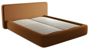 Čalúnená dvojlôžková posteľ v terakotovej farbe s úložným priestorom s roštom 160x200 cm Kiana – Makamii