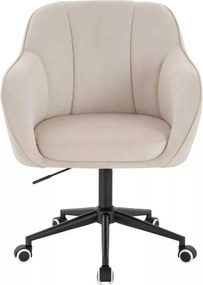 LuxuryForm DESIGN Stolička AVOLA VELUR na čiernej podstave s kolieskami - krémová