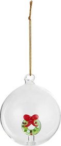 HANG ON Sklenená guľa veniec 9 cm - číra