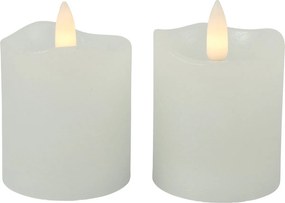 LED stĺpová sviečka LYON 8 cm biela, sada 2 ks