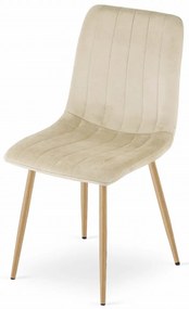 Jedálenský set 1 + 4, biely jedálenský stôl ADRIA 120x80 cm + krémová zamatová stolička LAVA