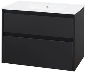 Mereo Mereo, Opto, kúpeľňová skrinka s keramickým umývadlom 81 cm, biela, dub, biela/dub, čierna, MER-CN941