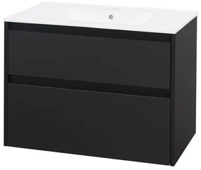 Mereo Mereo, Opto, kúpeľňová skrinka s keramickým umývadlom 81 cm, biela, dub, biela/dub, čierna, MER-CN941