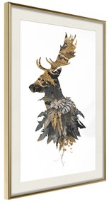 Artgeist Plagát - Forest Deer [Poster] Veľkosť: 30x45, Verzia: Zlatý rám s passe-partout