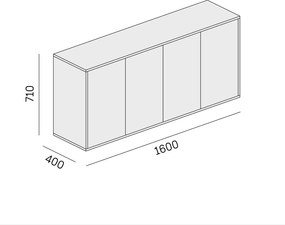 Kancelárska zásuvková komoda BLOCK, 1600 × 400 × 710 mm, 4× dvere, biela