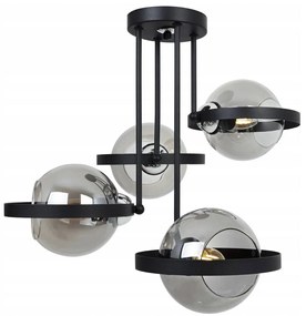 Stropné svietidlo Haga Ring, 4x grafitové sklenené tienidlo (výber z 3 farieb uchytenia)