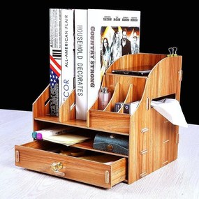 DIY organizér na dokumenty so širokou zásuvkou tmavé drevo 88 Tmavé drevo