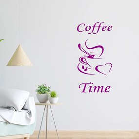 Veselá Stena Samolepka Coffee time Farba: fialová, Veľkosť: 60 x 30 cm