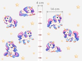 Meter rozprávkových jednorožcov nálepky na stenu pre dievčatá výška 160 cm