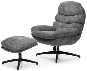 Otočné relaxační křeslo PRIMA s podnožkou šedé