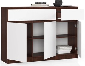 Komoda Karolína 140 cm 3 skrinky a 3 zásuvky wenge/biela